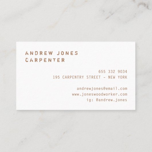 素朴ヴィンテージタイポグラフィダークウッドモダンミニマル 名刺 (裏面)