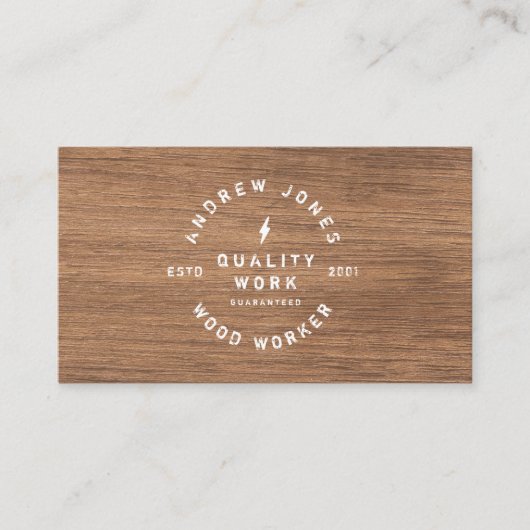 素朴ヴィンテージタイポグラフィダークウッドモダンミニマル 名刺 (正面)