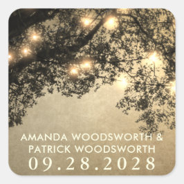 素朴ヴィンテージツリーブランチ結婚式の引き出物ステッカー スクエアシール