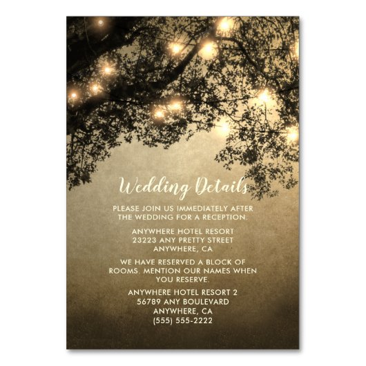 素朴ヴィンテージツリー結婚ブランチの挿入カード テーブルナンバー (正面)