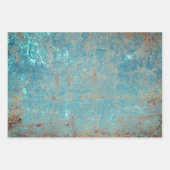 素朴ヴィンテージティール（緑がかった色）茶テクスグランジチャ ラッピングペーパーシート (正面3)
