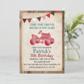 素朴ヴィンテージトラクターボーイ誕生日招待状 招待状 (スタンド正面)