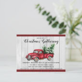 素朴ヴィンテージトラッククリスマスパーティの招待状 ポストカード (スタンド正面)