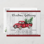 素朴ヴィンテージトラッククリスマスパーティの招待状 ポストカード (正面/裏面)