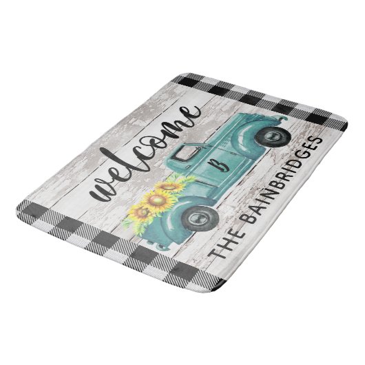 素朴ヴィンテージトラックバッファローチェックファミリ名Do バスマット (アングル)