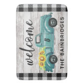 素朴ヴィンテージトラックバッファローチェックファミリ名Do バスマット (正面縦)