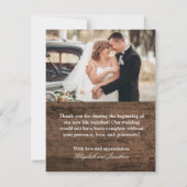 素朴ヴィンテージトラック結婚の写真ありがとう 招待状 (裏面)