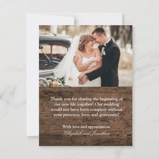 素朴ヴィンテージトラック結婚の写真ありがとう 招待状 (裏面)