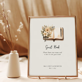 素朴ヴィンテージニュートラ結婚ルのゲストブックサイン ポスター