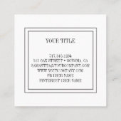 素朴ヴィンテージバックグラウンド拡張機能美しい スクエア名刺 (裏面)