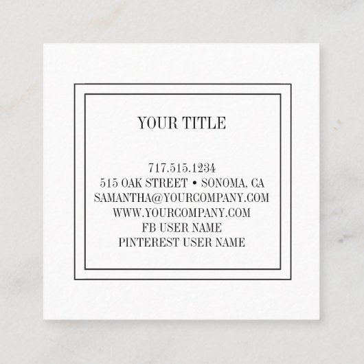 素朴ヴィンテージバックグラウンド拡張機能美しい スクエア名刺 (裏面)