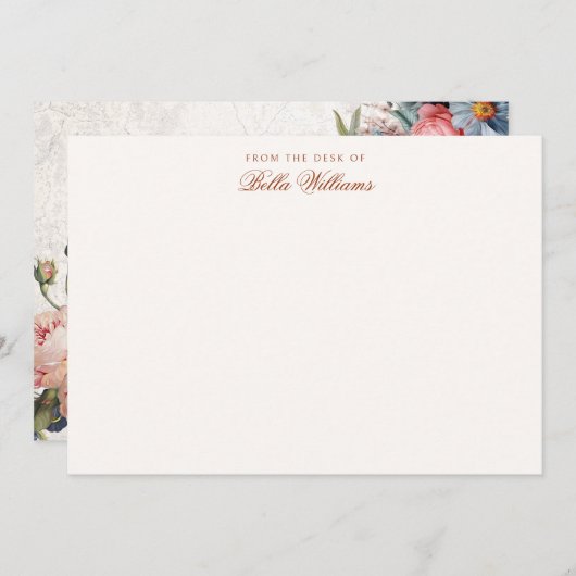 素朴ヴィンテージバラとアイリス ノートカード (正面/裏面)