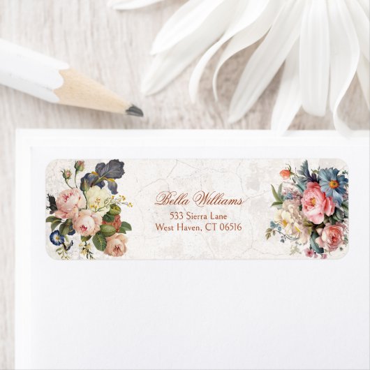 素朴ヴィンテージバラとアイリス ラベル (インサイチュ)