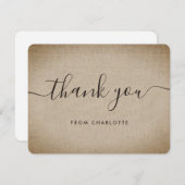 素朴ヴィンテージバーラップウェディングシャワー誕生日 サンキューカード (正面/裏面)