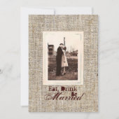 素朴ヴィンテージバーラップカントリーリハーサルディナー 招待状 (正面)