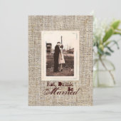 素朴ヴィンテージバーラップカントリーリハーサルディナー 招待状 (スタンド正面)