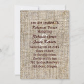 素朴ヴィンテージバーラップカントリーリハーサルディナー 招待状 (裏面)