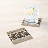 素朴ヴィンテージバ結婚ラップの写真の保存日 スクエアペーパーコースター (インサイチュ)