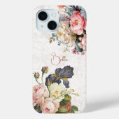素朴ヴィンテージパーソナライズされたバラとアイリス Case-Mate iPhoneケース (裏面)
