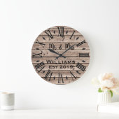 素朴ヴィンテージパーソナライズされたブラウンウッドカスタム ラージ壁時計 (ホーム)