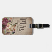 素朴ヴィンテージパープルフローラ素朴ブラウンラップ ラゲッジタグ (正面横)