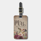 素朴ヴィンテージパープルフローラ素朴ブラウンラップ ラゲッジタグ (正面縦)