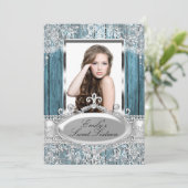 素朴ヴィンテージパールレース&ウッドフォトスイート16 招待状 (スタンド正面)