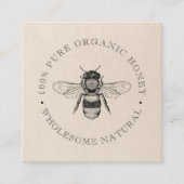 素朴ヴィンテージビーシンプルハニー白黒カートン スクエア名刺 (正面)