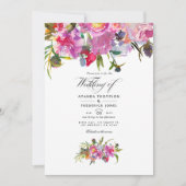 素朴ヴィンテージピンク牡丹の水の色結婚の 招待状 (正面)