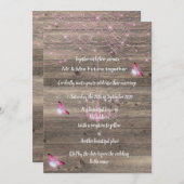 素朴ヴィンテージピンク蝶結婚式招待状 招待状 (正面/裏面)