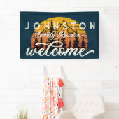 素朴ヴィンテージファミリー懇親会レトロサンセットウェルカム 横断幕 (インサイチュ)