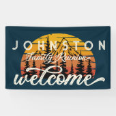 素朴ヴィンテージファミリー懇親会レトロサンセットウェルカム 横断幕 (横)