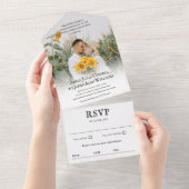 素朴ヴィンテージフォント結婚写真 オールインワン招待状 (貼ってはがせる)