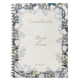 素朴ヴィンテージフラワーフローラ結婚ズゲストブック ノートブック