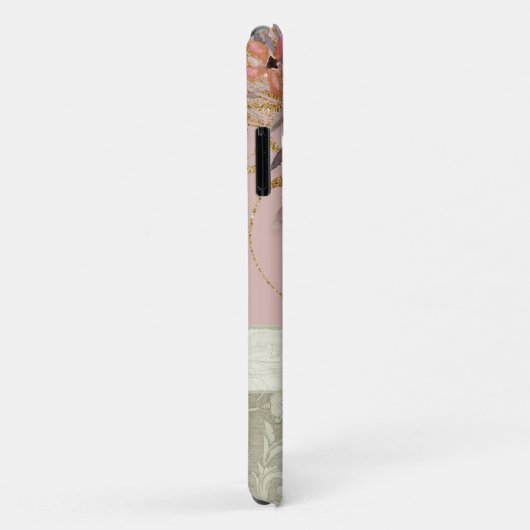 素朴ヴィンテージフラワ自然ーピンク金ゴールドグレー渦 Case-Mate iPhoneケース (裏面/右)