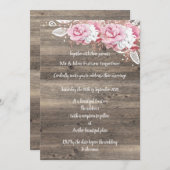素朴ヴィンテージフローラピンクブーケ結婚ーズ 招待状 (正面/裏面)