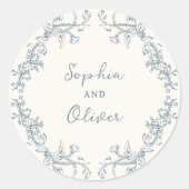 素朴ヴィンテージフローラフレ結婚ーム ラウンドシール (正面)