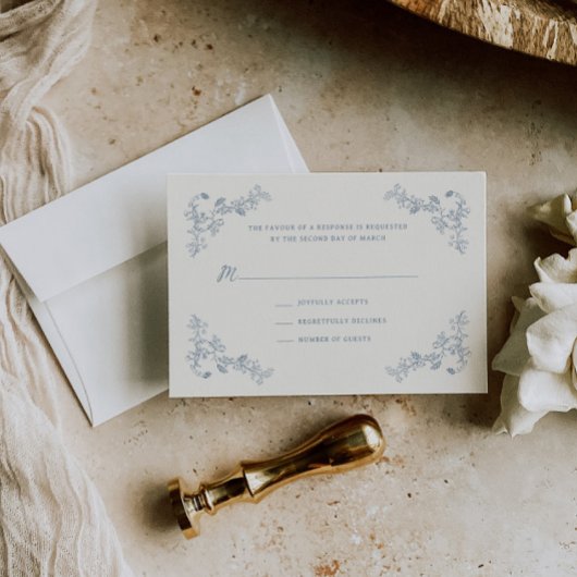 素朴ヴィンテージフローラフレ結婚ーム 出欠カード