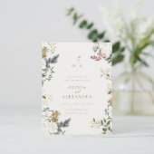 素朴ヴィンテージフローララインアートアー結婚チのInvita ポストカード (スタンド正面)