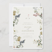 素朴ヴィンテージフローララインアートアー結婚チのInvita 招待状 (正面)