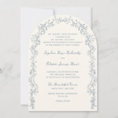 素朴ヴィンテージフローララインアートアー結婚チ 招待状 (正面)