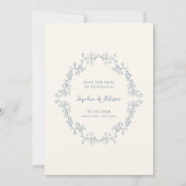 素朴ヴィンテージフローララインア結婚ート セーブザデート (正面)