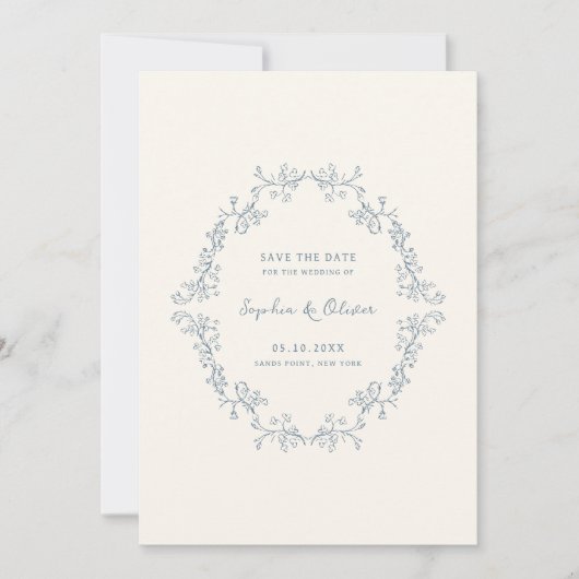 素朴ヴィンテージフローララインア結婚ート セーブザデート (正面)