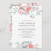 素朴ヴィンテージフローラ結婚ブーケ 招待状 (正面/裏面)