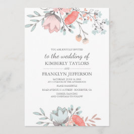 素朴ヴィンテージフローラ結婚ブーケ 招待状