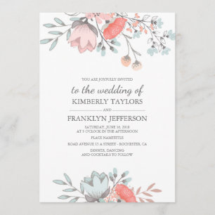 素朴ヴィンテージフローラ結婚束 招待状