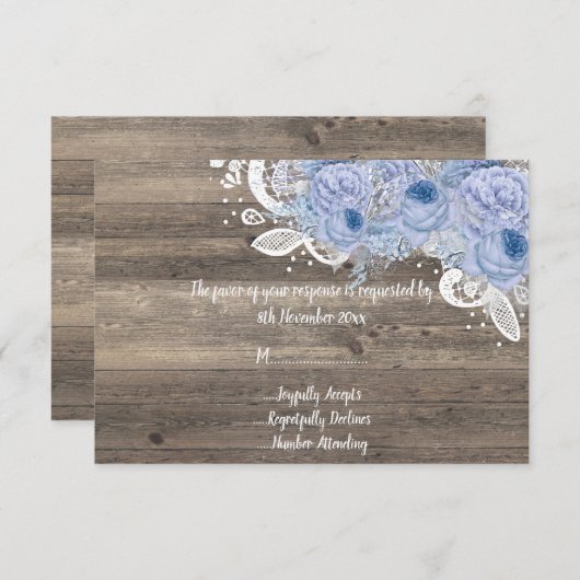 素朴ヴィンテージフローラ薄紫ブーケRSVP 招待状 (正面/裏面)