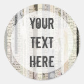 素朴ヴィンテージブックページエフェメラはっきりしたタイプライター ラウンドシール (正面)