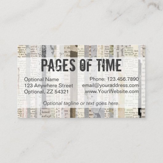 素朴ヴィンテージブックページエフェメラはっきりしたタイプライター 名刺 (裏面)
