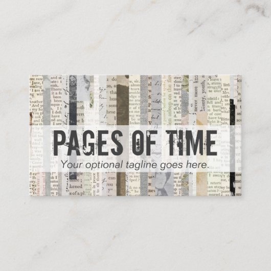 素朴ヴィンテージブックページエフェメラはっきりしたタイプライター 名刺 (正面)